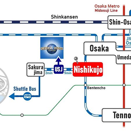 Usj 2 Stops, Umeda&Dotonbori 8Mins, Ninja Style Sv1 Osaka Exterior photo